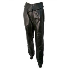1980s Sangucci Italian Leather Pants w/ Fold-Over Waistband