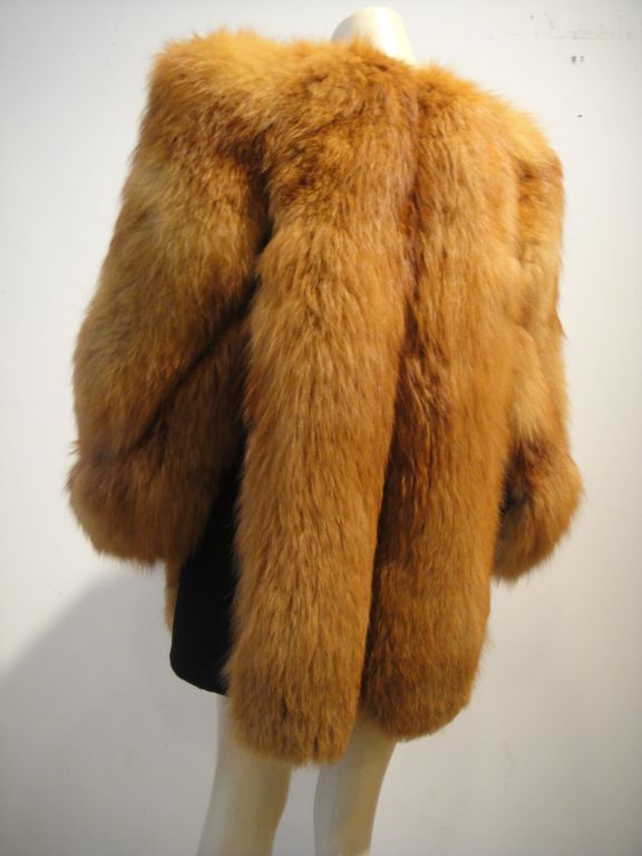 Fantastic 80s Red Fox/Suede Chubby Jacket In Excellent Condition In Gresham, OR