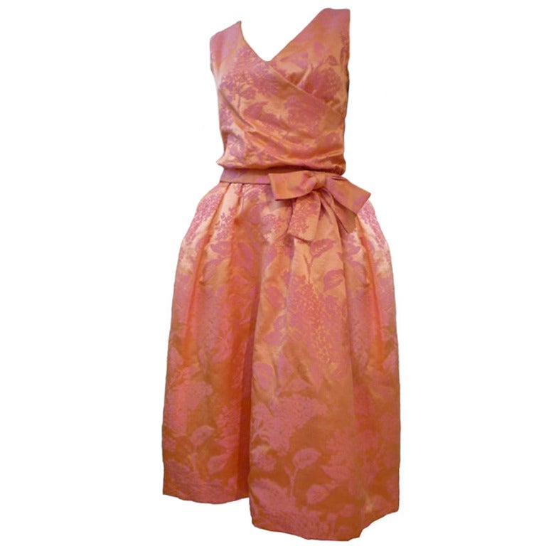Christian Dior Late '50s Silk Brocade Cocktail Dress w/ Shoes For Sale