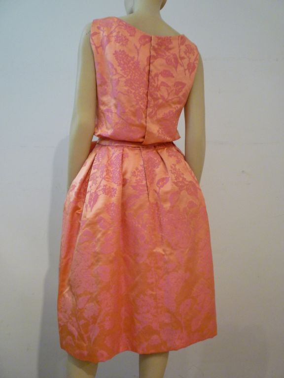 Orange Christian Dior Late '50s Silk Brocade Cocktail Dress w/ Shoes For Sale