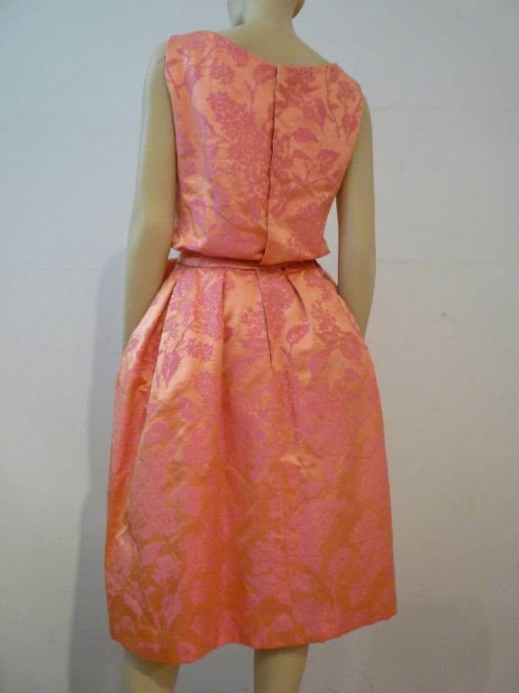 Orange Christian Dior Late '50s Silk Brocade Cocktail Dress w/ Shoes For Sale