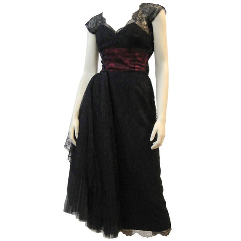 Karen Stark for Harvey Berin 50's Silk Chantilly Lace Dress