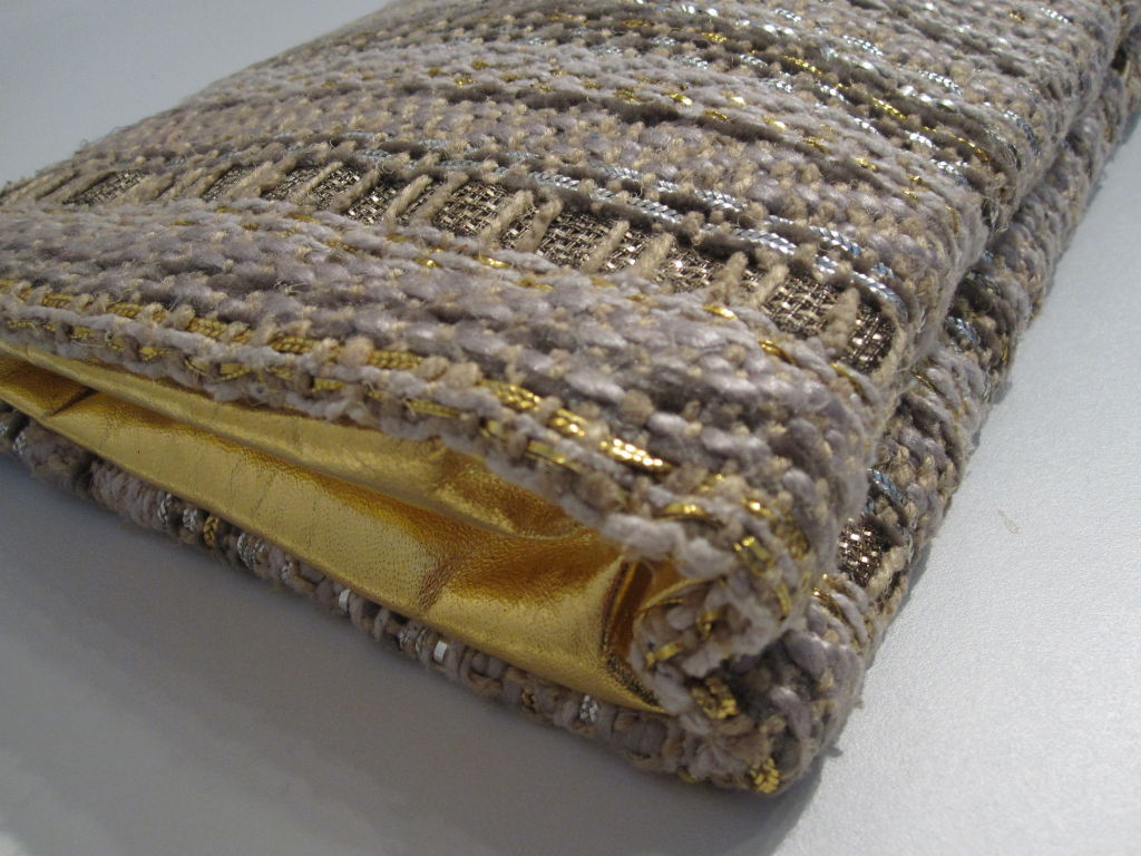 Harry Rosenfeld - Pochette des années 40 en beau tweed et cuir doré Pour femmes en vente