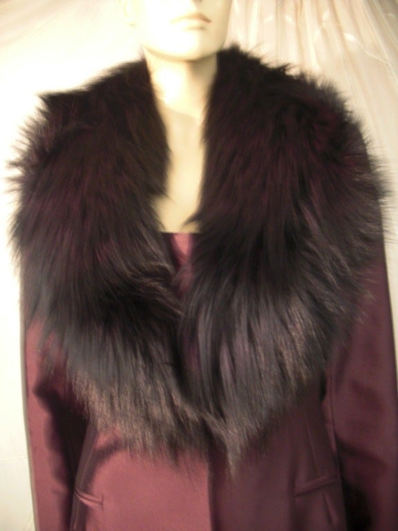 1990s Pamela Dennis Strapless Dress and Fur-Collared Jacket in Sharkskin In New Condition In Gresham, OR