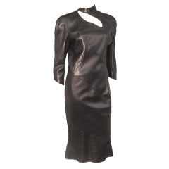 1980s Thierry Mugler Sculpted Leather Dress w/ Cutout