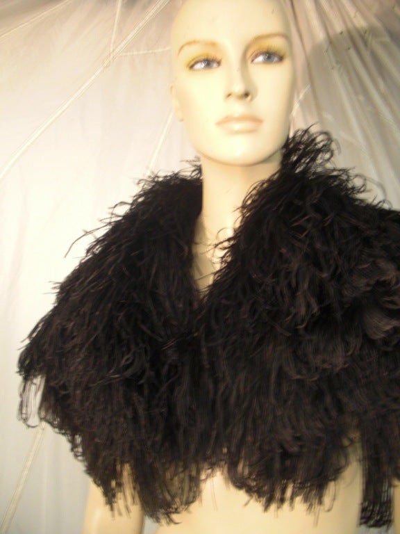 Women's 1930s Black Ostrich Feather Caplet