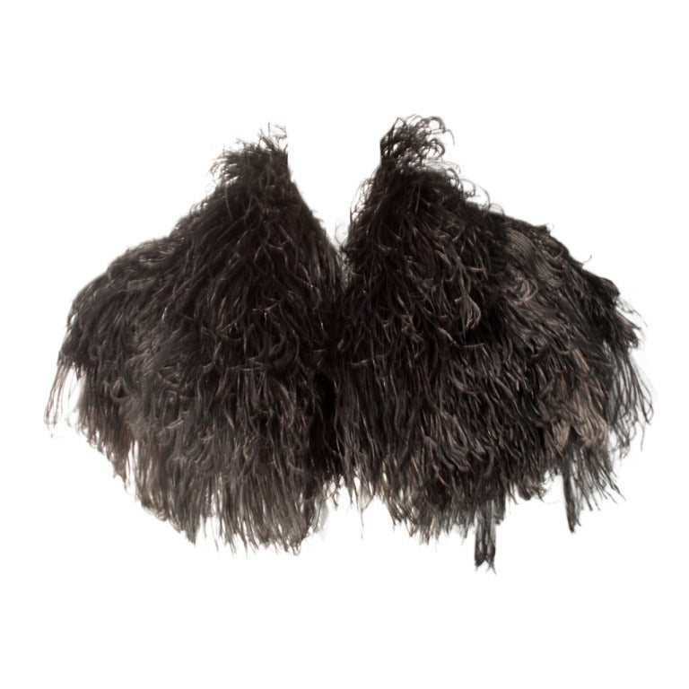 1930s Black Ostrich Feather Caplet