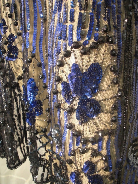1920s Beaded Silk Tulle Over-Dress with Heavy Beading and Sequins 1