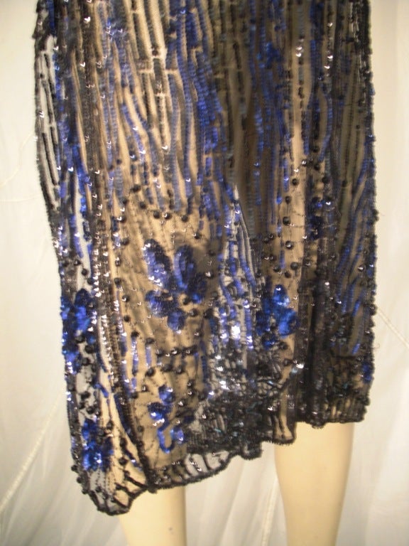 1920s Beaded Silk Tulle Over-Dress with Heavy Beading and Sequins 2
