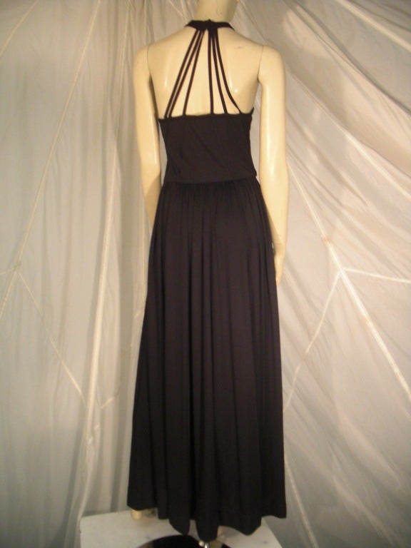 Donald Brooks 1970s Black Jersey Dress with Multiple Straps In Excellent Condition In Gresham, OR