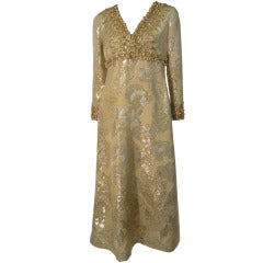 Marty Modell Beaded Brocade Empire Princess Dress