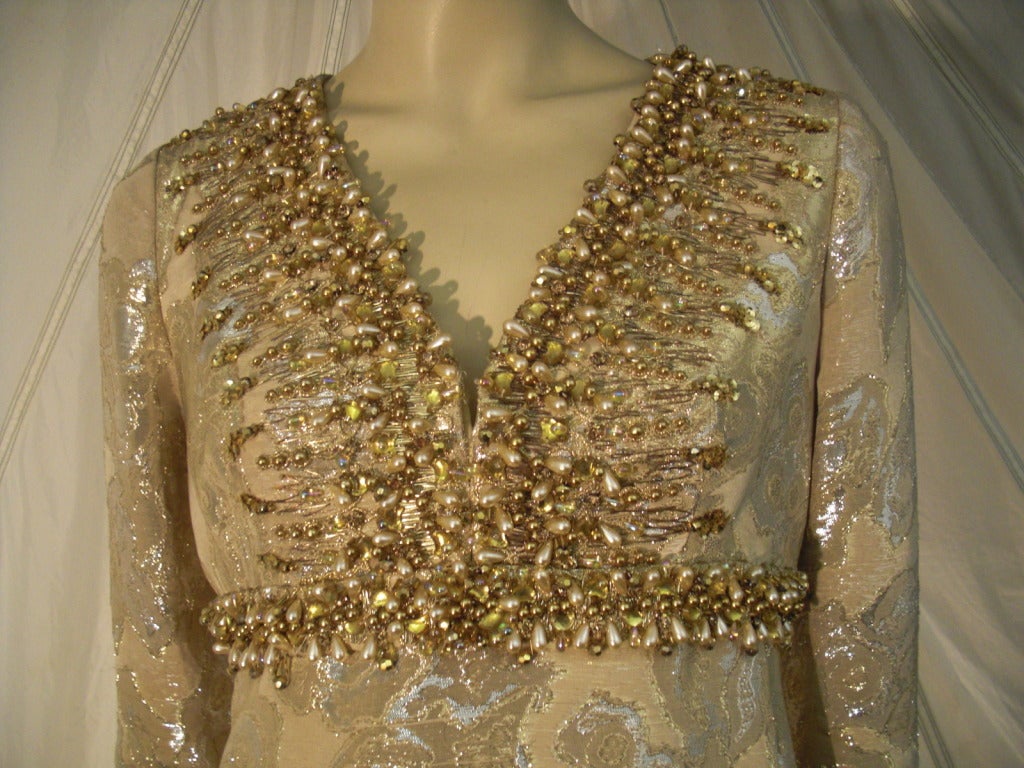 Women's Marty Modell Beaded Brocade Empire Princess Dress