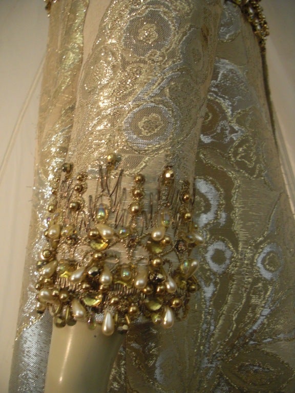 Marty Modell Beaded Brocade Empire Princess Dress 1