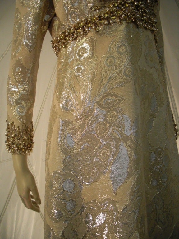 Marty Modell Beaded Brocade Empire Princess Dress at 1stDibs