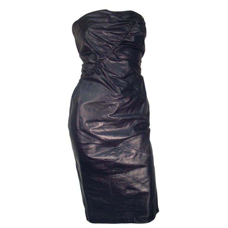 chinese dress ladies Black Vegan Leather Strapless Mini Dress main image 1