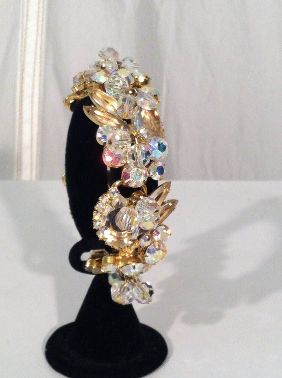1950s Julianna Aurora Borealis Rhinestone Bead Bracelet and Earring Set 1