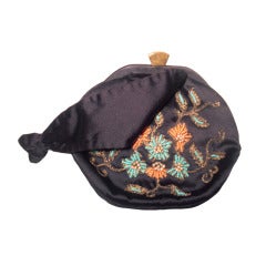 1940s Rosenfeld Silk Satin Embroidered and  Beaded Evening Bag