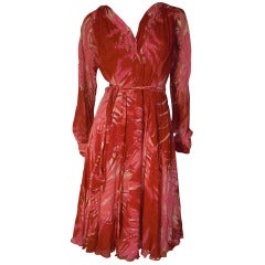 1970s La Mendola Silk Chiffon Resort Dress
