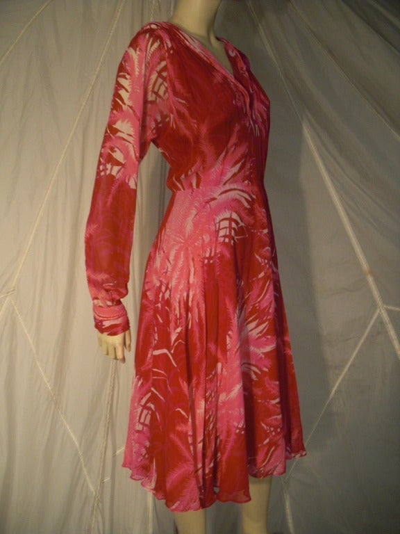 1970s La Mendola Silk Chiffon Resort Dress In Excellent Condition In Gresham, OR
