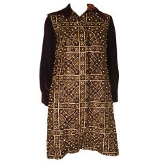 Retro 1960s Oscar de La Renta "Renaissance" Style Velvet Embroidered and Studded Coat