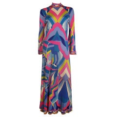 1960s Leonard Silk Jersey Maxi Dress in Psychedelic Print at 1stDibs