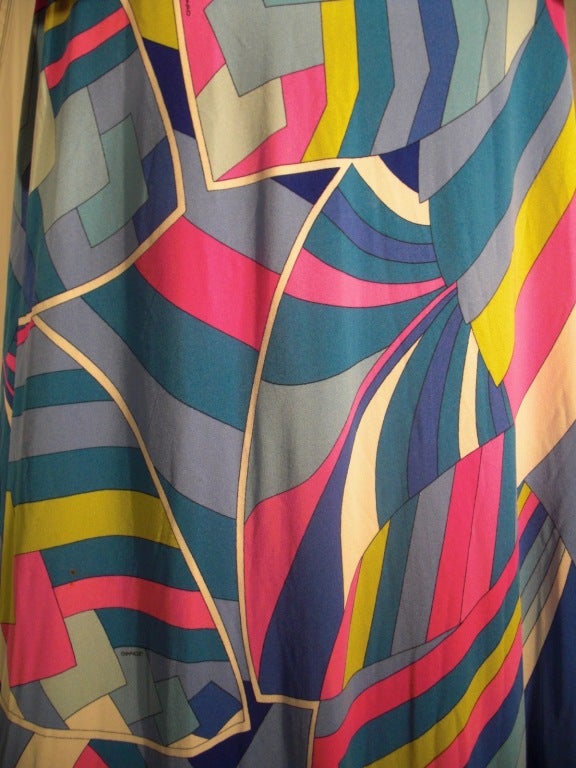 Women's 1960s Leonard Silk Jersey Maxi Dress in Psychedelic Print