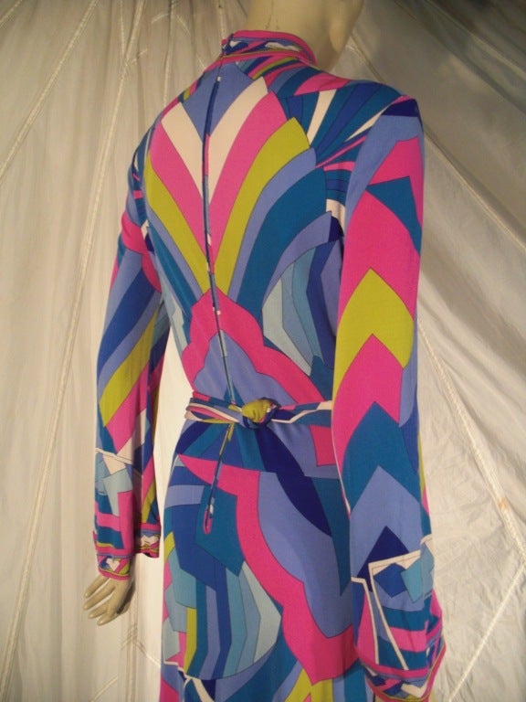 1960s Leonard Silk Jersey Maxi Dress in Psychedelic Print 1