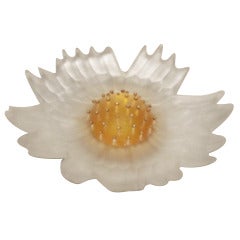 Alexis Bittar Carved Lucite Daisy Brooch w/ Metal Studs