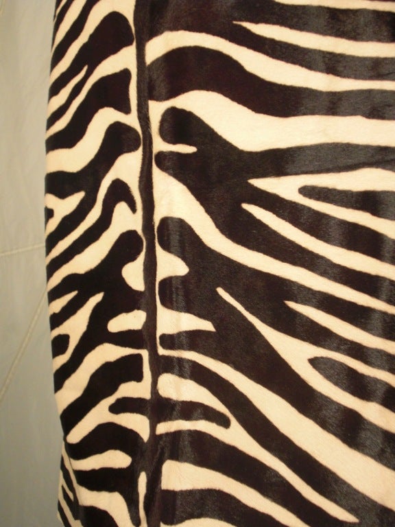 1980s Bill Blass Zebra Stenciled Genuine Calf Hide Pencil Skirt 1