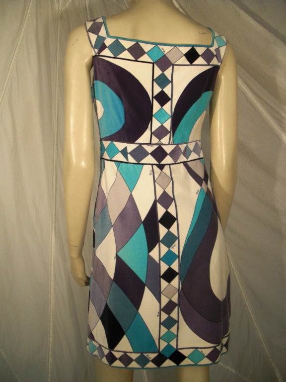 1960s Emilio Pucci Cotton Velveteen Print Mini Dress In Excellent Condition In Gresham, OR