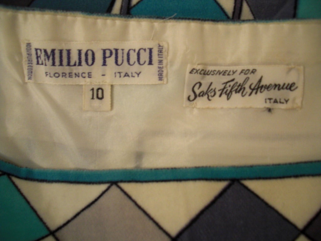 1960s Emilio Pucci Cotton Velveteen Print Mini Dress 1