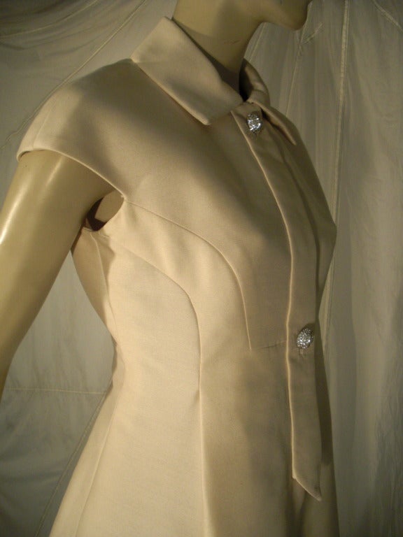 1960s Geoffrey Beene Mod Silk Button-Down Dress w/ Full Skirt 2