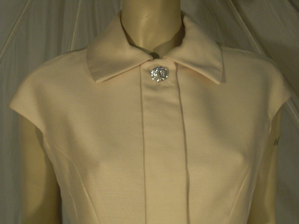 1960s Geoffrey Beene Mod Silk Button-Down Dress w/ Full Skirt 3