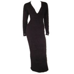 1980s James Galanos Black Angora and Cashmere Sweater Dress