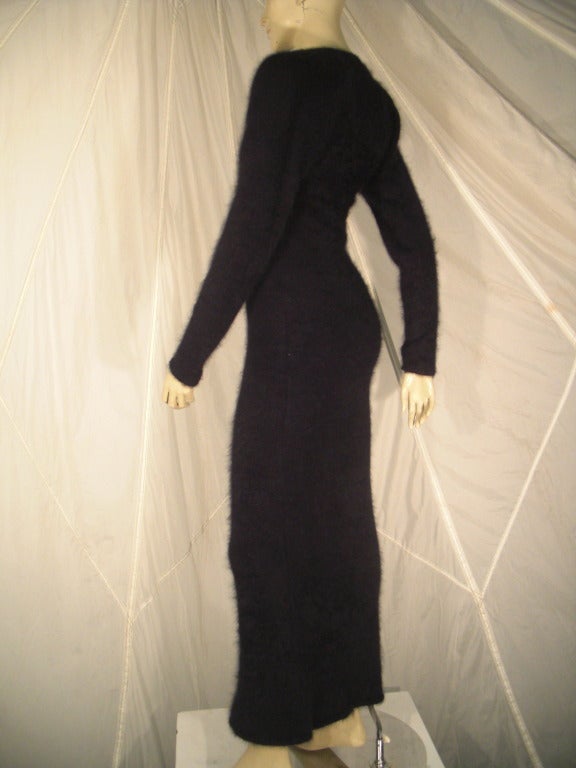 1980s James Galanos Black Angora and Cashmere Sweater Dress In Excellent Condition In Gresham, OR