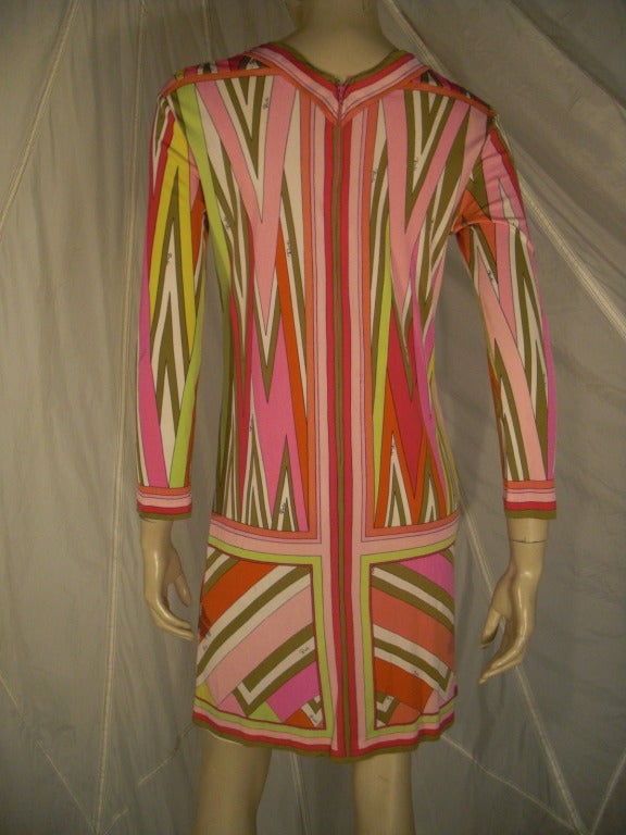 1960s Emilio Pucci Silk Jersey Cocktail Mini Dress in Gorgeous Print In Excellent Condition In Gresham, OR