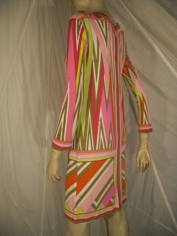 Women's 1960s Emilio Pucci Silk Jersey Cocktail Mini Dress in Gorgeous Print