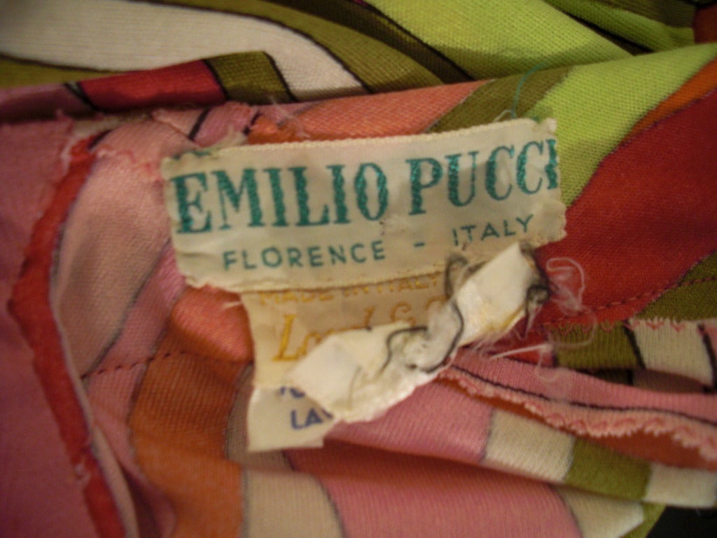 1960s Emilio Pucci Silk Jersey Cocktail Mini Dress in Gorgeous Print 2