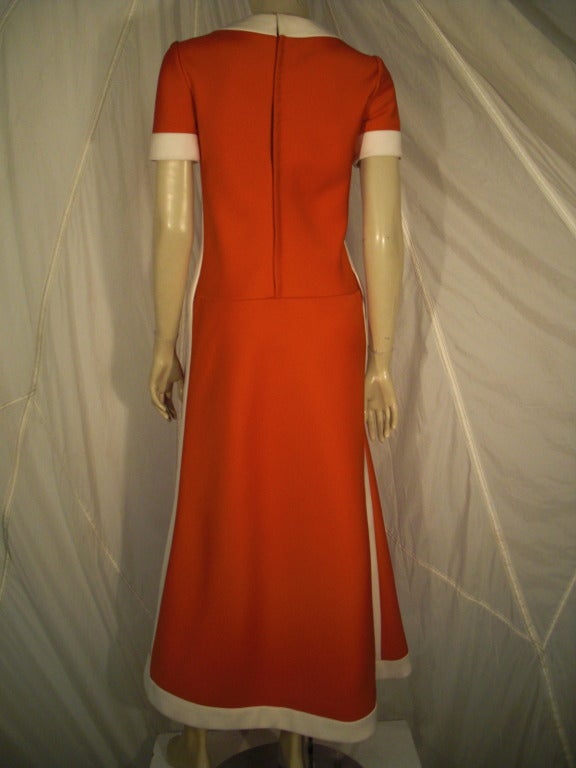 1960s Unmarked Nina Ricci 4ply Knit Mod Maxi Dress In Good Condition In Gresham, OR