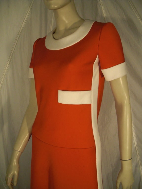 Women's 1960s Unmarked Nina Ricci 4ply Knit Mod Maxi Dress