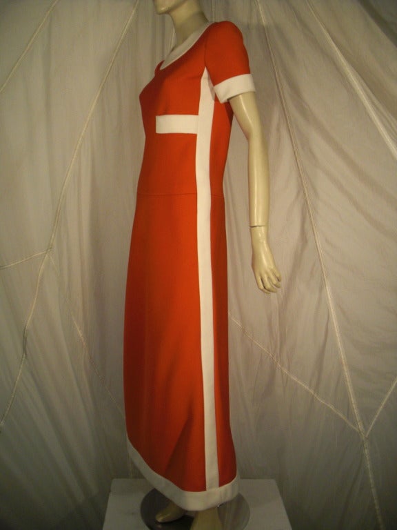 1960s Unmarked Nina Ricci 4ply Knit Mod Maxi Dress 1