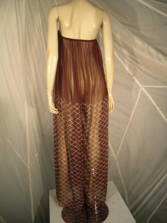 1970s James Galanos 2-Piece Printed Silk Chiffon Jumpsuit and Cocoon Float In Excellent Condition In Gresham, OR