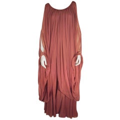 Vintage 1970s Galanos Silk Chiffon Mauve 2-piece Jumpsuit and Chiffon Tunic