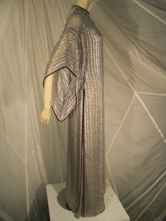 1970s Galanos Two Layer Silk Chiffon Printed Caftan In Excellent Condition In Gresham, OR