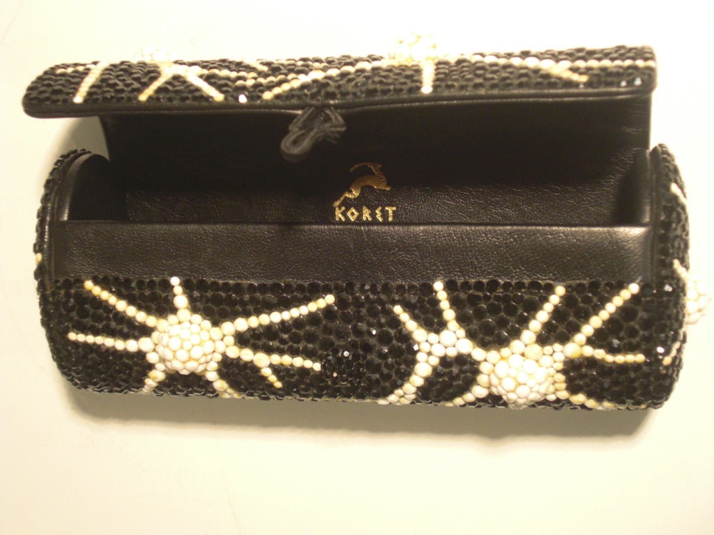 1960s Koret Crystal Encrusted 3-Dimensional Leather Lined Minaudière In Excellent Condition In Gresham, OR