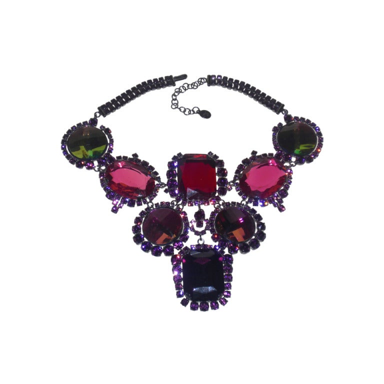 Dior Jewel-Tone Rhinestone 60s-Style Bib Necklace
