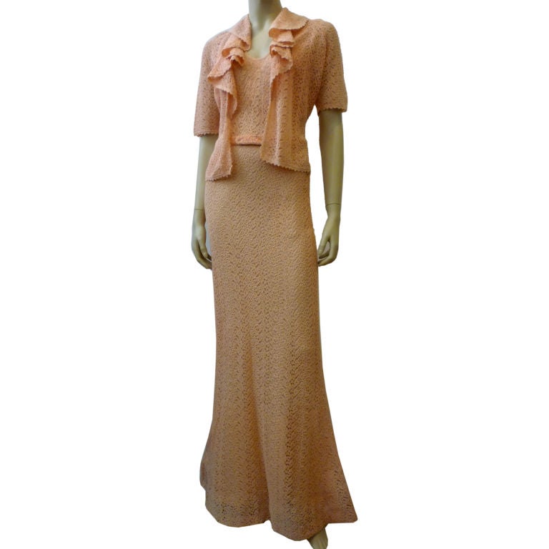 1930s Gorgeous Crochet Gown and Jacket