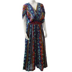 Vintage 1980s Ethnic Inspired Cotton Gauze Jumpsuit
