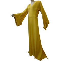 Incredible 1940s Vibrant Yellow Monastic-Style Crepe Gown