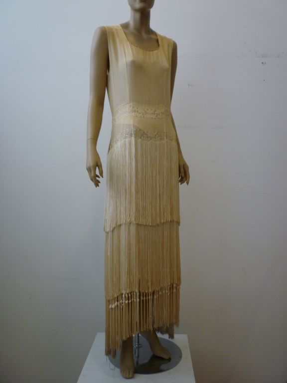 Statuesque 1920s Fringed Wedding Gown 5